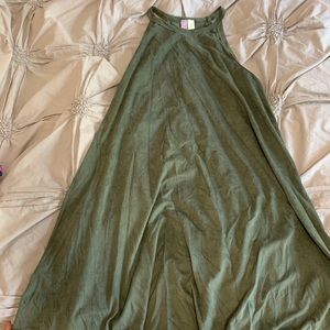 Small suede olive green high neck dress